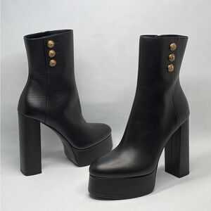 Balmain Brune Leather Platform Ankle Boots size 39.5